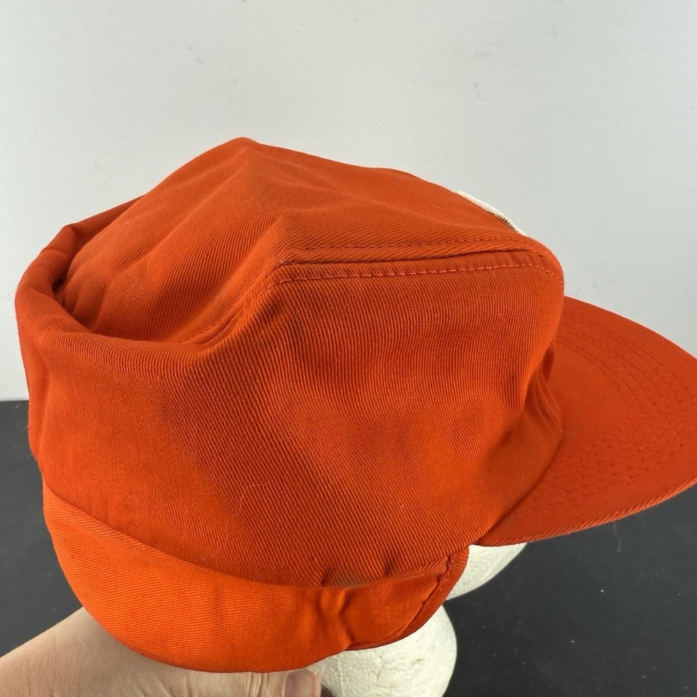 Vintage Golden Harvest Hat Cap Ear Flaps Trapper Orange Fitted 7 K-Brand - Picture 7 of 13
